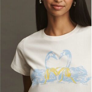 White T-Shirt with Swan Graphic by Anthropologie
NWT